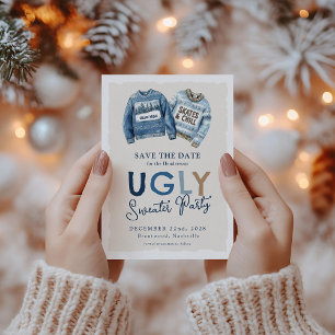 Cartes Pour Fêtes Annuelles Fête Moderne de T-shirts Laids de Noël, Sauvegarde