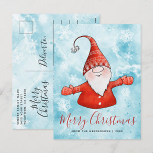 Cartes Pour Fêtes Annuelles Fête Noël bleu rouge mignonne Gnome Joyeux Noël