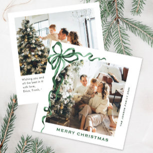 Cartes Pour Fêtes Annuelles Fête Noël Sage Green Bow Ribbon 2 Photo