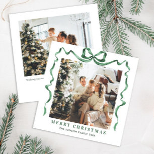 Cartes Pour Fêtes Annuelles Fête Noël Sage Green Bow Ribbon 2 Photo