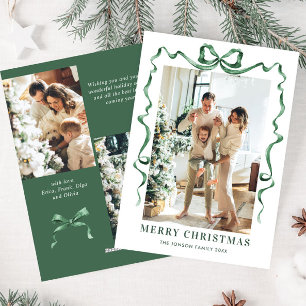 Cartes Pour Fêtes Annuelles Fête Noël Sage Green Bow Ribbon 3 Photo