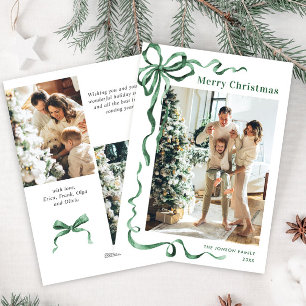 Cartes Pour Fêtes Annuelles Fête Noël Sage Green Bow Ribbon 3 Photo