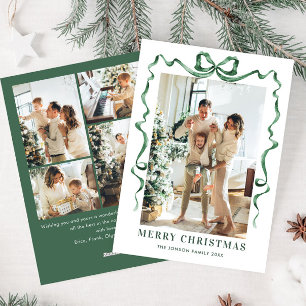 Cartes Pour Fêtes Annuelles Fête Noël Sage Green Bow Ribbon 5 Photo