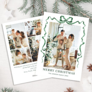 Cartes Pour Fêtes Annuelles Fête Noël Sage Green Bow Ribbon 5 Photo