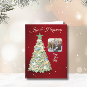 Cartes Pour Fêtes Annuelles Fête photo de l'arbre de Noël lunatique