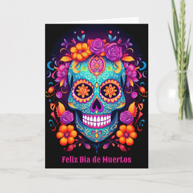 Cartes Pour Fêtes Annuelles 🌹 Fête Whimsical : Sérénade de crâne de sucre 🌹 (Devant)