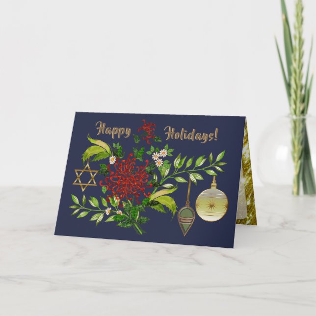 Cartes Pour Fêtes Annuelles Fêter Noël et Hanoukka Personnalisé (Devant)