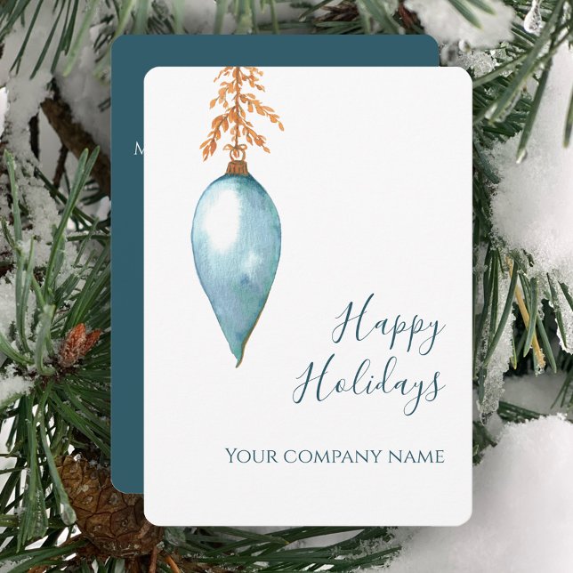 Cartes Pour Fêtes Annuelles Fêtes de fin d'année d'entreprise uniques à l'aqua (Create a unique corporate holiday greeting card with my minimalist original watercolor custom card. )