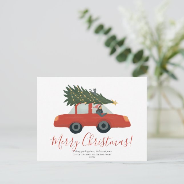 Cartes Pour Fêtes Annuelles Fêtes de Noël modernes et famille de chats (Debout devant)