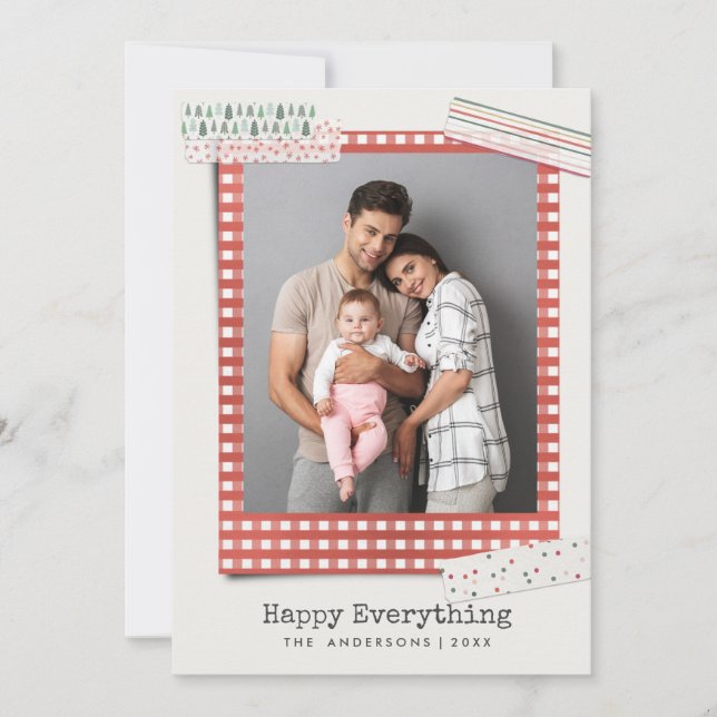 Cartes Pour Fêtes Annuelles Fêtes de scrapbooking | photo de cadre Gingham (Devant)