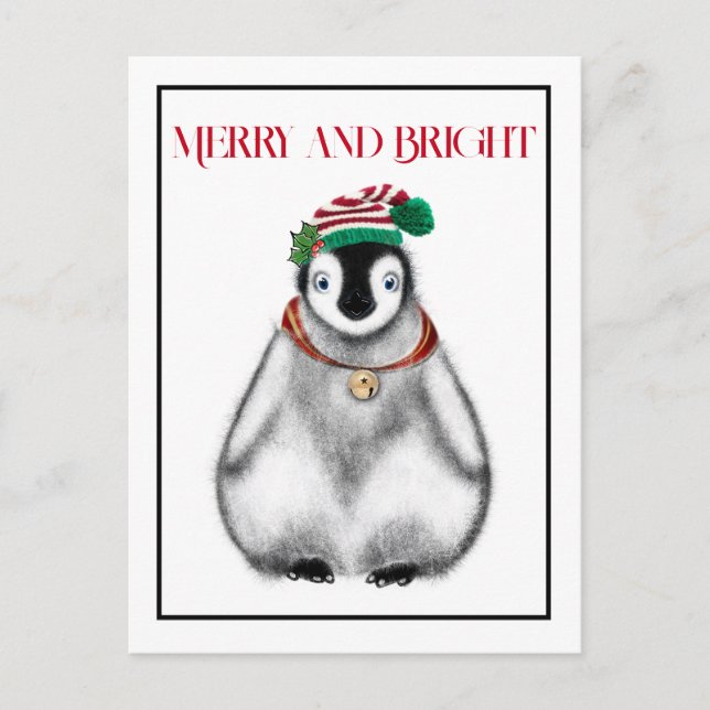 Cartes Pour Fêtes Annuelles Fêtes festives de Noël Pingouin (Devant)