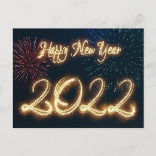 Cartes Pour Fêtes Annuelles Feu d'artifice du Joyeux Nouvel An 2022 (Devant)