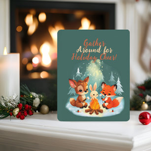 Cartes Pour Fêtes Annuelles Feu de Noël animal boisé