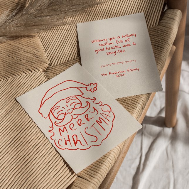 Cartes Pour Fêtes Annuelles Feu rouge Père Noël Joyeux Noël Non photo (Créateur téléchargé)