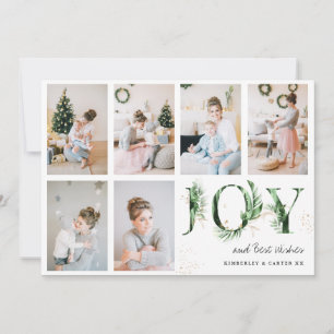 Cartes Pour Fêtes Annuelles Feuillage botanique & Gold JOY Grille photo Noël