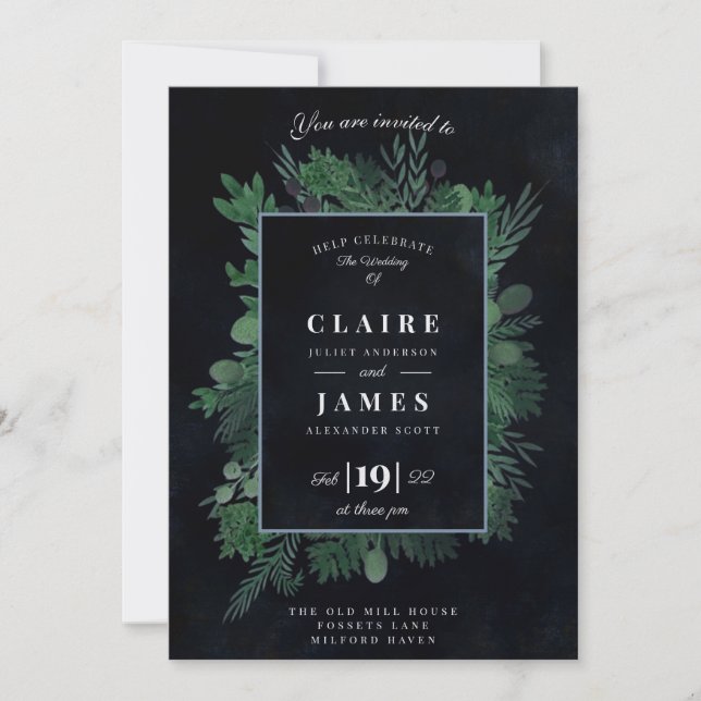 Cartes Pour Fêtes Annuelles Feuillage céltique rustique, Moody peint à la main (Devant)