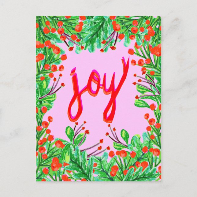 Cartes Pour Fêtes Annuelles Feuillage de Noël - Joie (Devant)