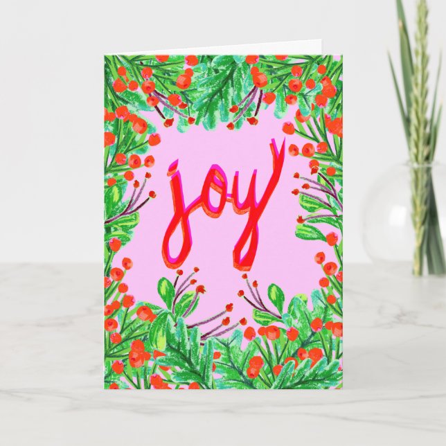 Cartes Pour Fêtes Annuelles Feuillage de Noël - Joie (Devant)
