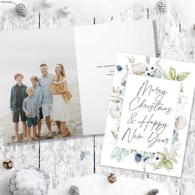 Cartes Pour Fêtes Annuelles Feuillage d'hiver gelé Plié Photo Noël (Créateur téléchargé)