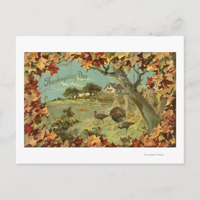 Cartes Pour Fêtes Annuelles Feuille et dindes de DayFallen de thanksgiving (Devant)