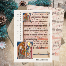 Feuille médiévale vintage Musique Nativité de Noël