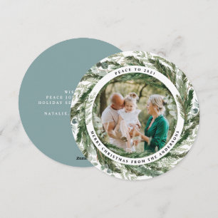 Cartes Pour Fêtes Annuelles Feuille moderne écriture de paix de couronne