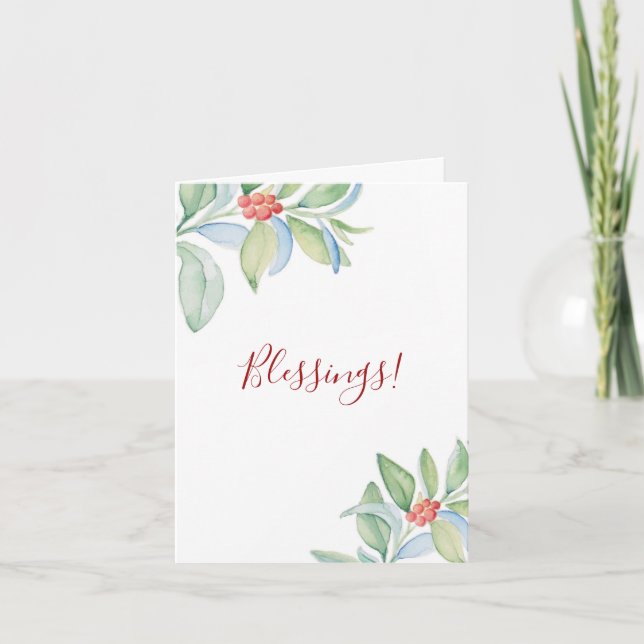 Cartes Pour Fêtes Annuelles Feuilles botaniques Baies Aide-soignant Noël (Devant)