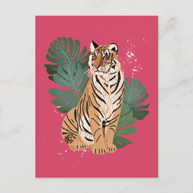 Cartes Pour Fêtes Annuelles Feuilles chinois du Nouvel An Tiger Monstera (Devant)