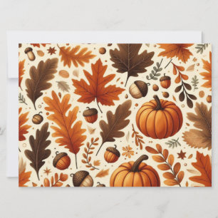 Cartes Pour Fêtes Annuelles feuilles classiques / citrouilles / glands Automne
