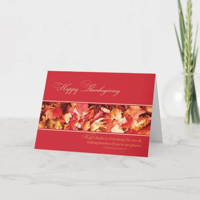 Cartes Pour Fêtes Annuelles Feuilles d'action de grâces, religieux (Devant)