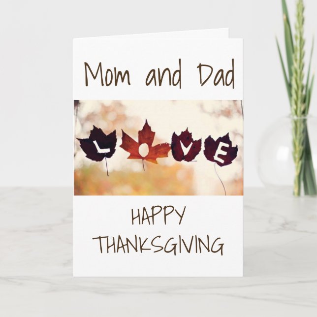 CARTES POUR FÊTES ANNUELLES FEUILLES D'AMOUR À REMERCIER MES ***PARENTS*** (Devant)