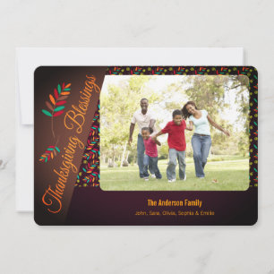 Cartes Pour Fêtes Annuelles Feuilles d'automne, Bénédiction de Thanksgiving