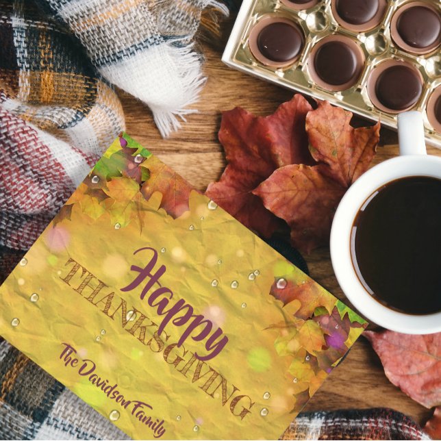 Cartes Pour Fêtes Annuelles Feuilles D'Automne bon thanksgiving Et Arroseaux (Créateur téléchargé)