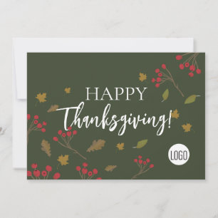 Cartes Pour Fêtes Annuelles Feuilles d'automne Bon thanksgiving vert logo pers