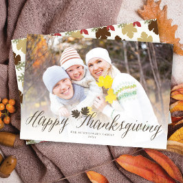 Cartes Pour Fêtes Annuelles Feuilles d'automne de Thanksgiving Simple Script P