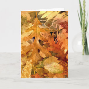 Cartes Pour Fêtes Annuelles Feuilles d'automne dorées-399
