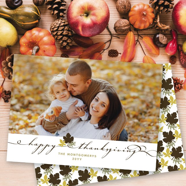 Cartes Pour Fêtes Annuelles Feuilles D'Automne Et Bon thanksgiving Florissant  (Créateur téléchargé)