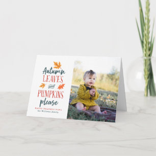 Cartes Pour Fêtes Annuelles Feuilles d'automne et Citrouilles s'il vous plaît