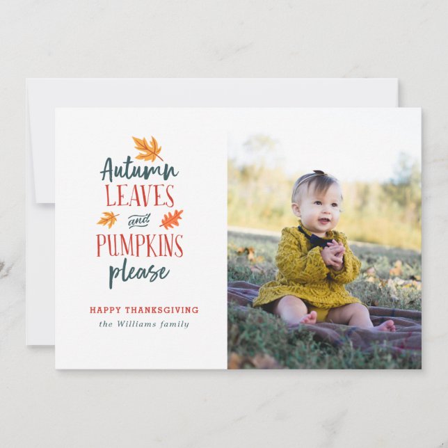 Cartes Pour Fêtes Annuelles Feuilles d'automne et Citrouilles S'il vous plaît  (Devant)
