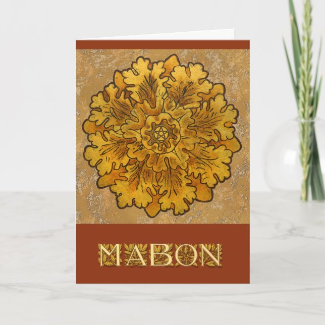 Cartes Pour Fêtes Annuelles Feuilles de chêne Mabon (Devant)