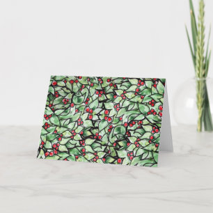 Cartes Pour Fêtes Annuelles Feuilles de fête peinture à l'aquarelle de Noël