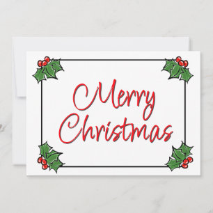 Cartes Pour Fêtes Annuelles Feuilles de houx, baies de houx, couronne de Noël 
