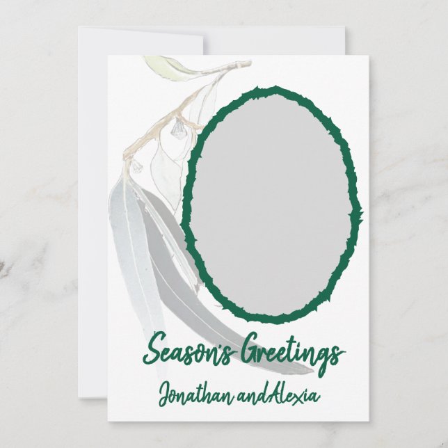 Cartes Pour Fêtes Annuelles Feuilles verts doux Noël minimal (Devant)