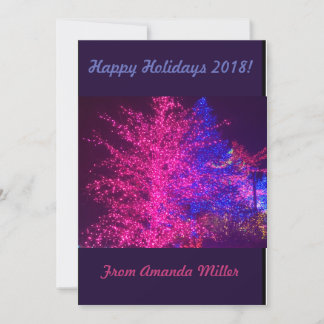 Cartes Pour Fêtes Annuelles Feux d'arbre de Noël en rose et bleu violet