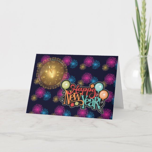 Cartes Pour Fêtes Annuelles Feux d'artifice - "bonne année " (Devant)