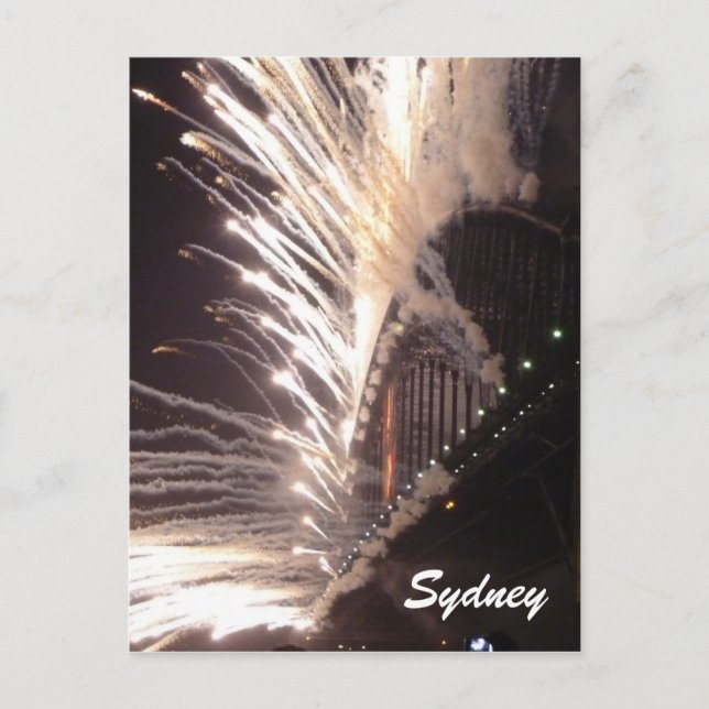 Cartes Pour Fêtes Annuelles feux d'artifice de sydney bridge blanc (Devant)
