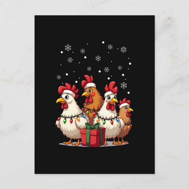 Cartes Pour Fêtes Annuelles Feux de Noël Poulet Père Noël Drôle Noël (Devant)