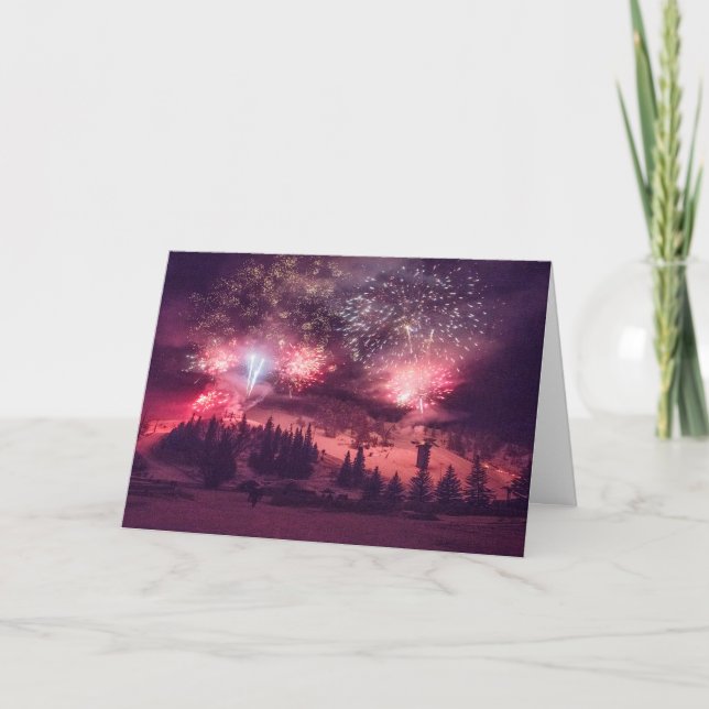 Cartes Pour Fêtes Annuelles Feux d'hiver Neige Fêtes de Noël (Devant)