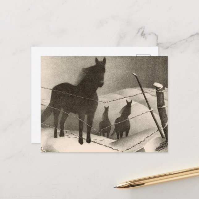 Cartes Pour Fêtes Annuelles Février par Grant Wood (Devant/Arrière en situation)