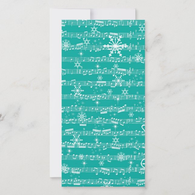 Cartes Pour Fêtes Annuelles Fiche musicale de Noël Turquoise vintage (Devant)